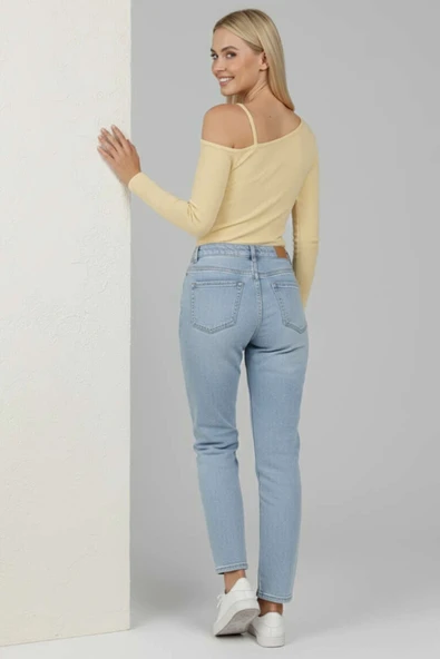 Tek Omuz İpli Bluz Sarı - Resim 5