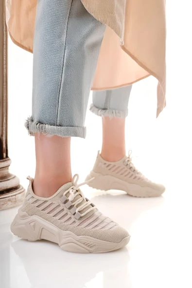 Ante Bej Triko Bağcıklı Spor Ayakkabı ürün görseli