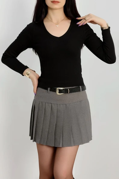 V yaka kaşkorse bluz siyah - Resim 14