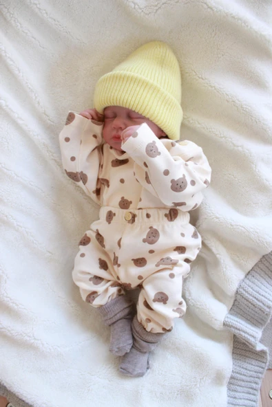 Ayıcık Baskılı Bebek Alt Üst Takım - Resim 2