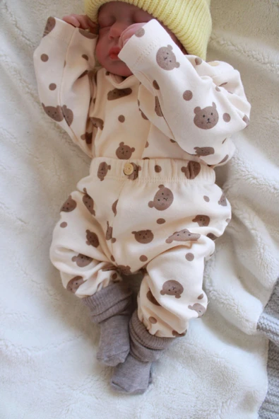 Ayıcık Baskılı Bebek Alt Üst Takım - Resim 4