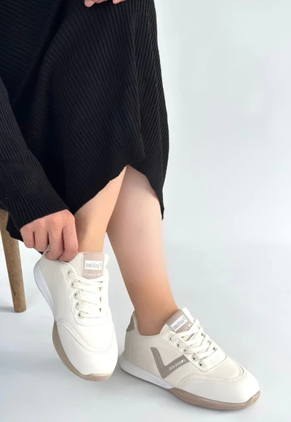 Jowen Bej Cilt Vizon Detaylı Bağcıklı Spor Ayakkabı ürün görseli