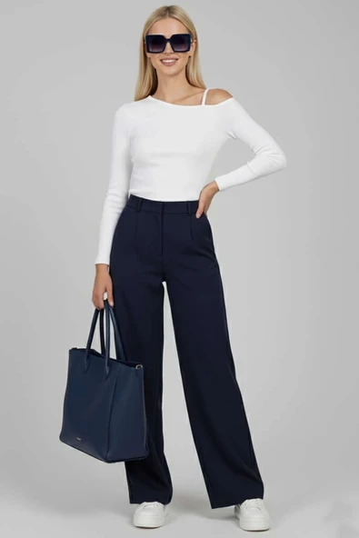 Tek Omuz İpli Bluz Beyaz - Resim 7