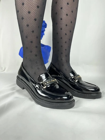 KB-803 Kömür Rugan Günlük Kadın Babet - Resim 8