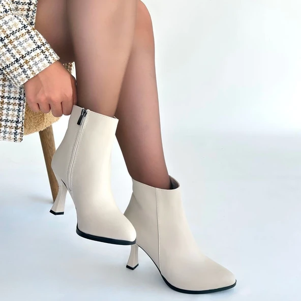 Mişha Bej Cilt Topuklu Bot - Resim 16