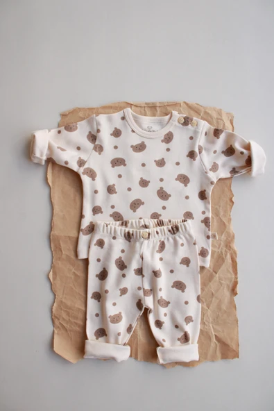 Ayıcık Baskılı Bebek Alt Üst Takım - Resim 8