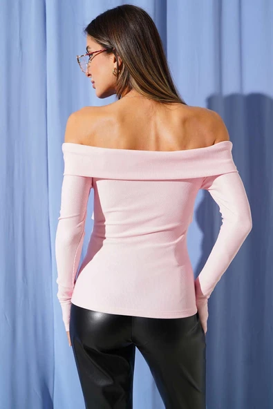 Madonna Çapraz Yaka Bluz Pembe - Resim 2