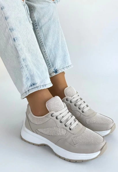 Slar Bej Cilt Bağcıklı Spor Ayakkabı ürün görseli