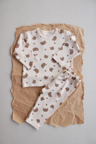 Ayıcık Baskılı Bebek Alt Üst Takım - Resim 6