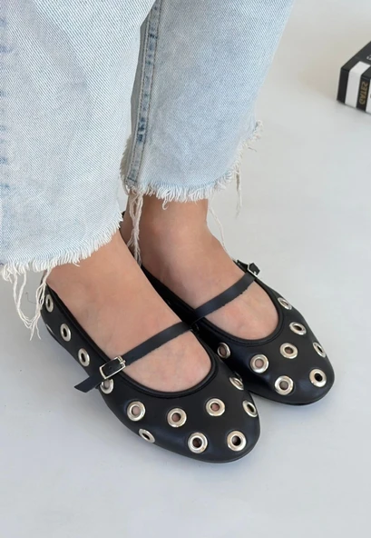 Tinta Siyah Cilt Babet Ayakkabı - Resim 2