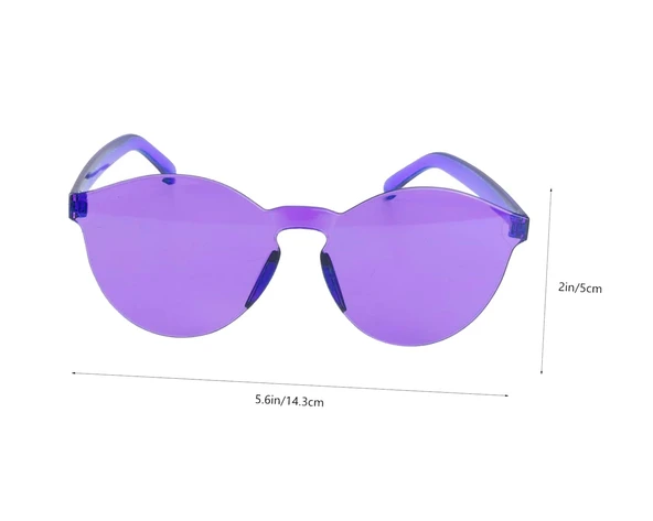 Sert Mika Oval Şekilli Çerçevesiz Mor Gözlük Retro Parti 5x14 cm - Resim 3