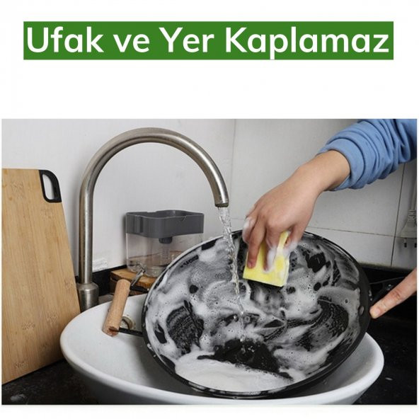 İkisi Bir Arada  Basmalı Pratik Sıvı Sabunluk Pompası ve Bulaşık Yıkama Süngeri Haznesi - 3