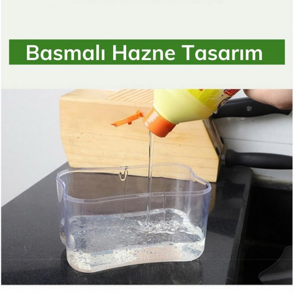 İkisi Bir Arada  Basmalı Pratik Sıvı Sabunluk Pompası ve Bulaşık Yıkama Süngeri Haznesi - 5