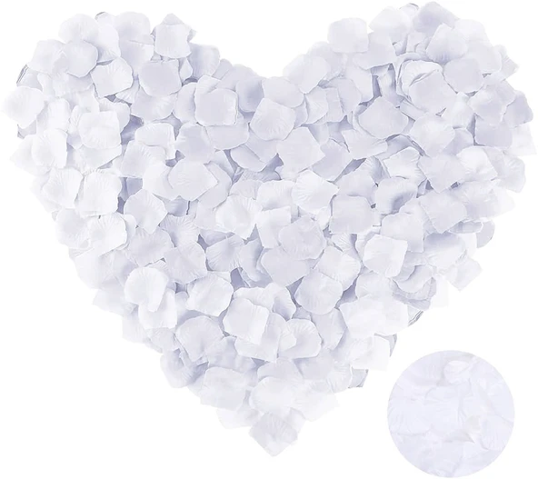 Beyaz Renk Gül Yaprağı Şekilli Konfeti 5 Paket 500 Adet ürün görseli