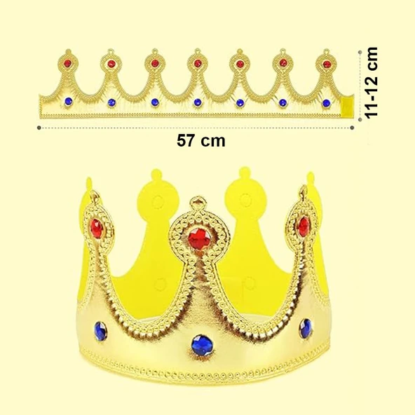 Altın Renk Eva Malzemeden İmal Çocuk Kral Tacı 57 cm - Resim 3