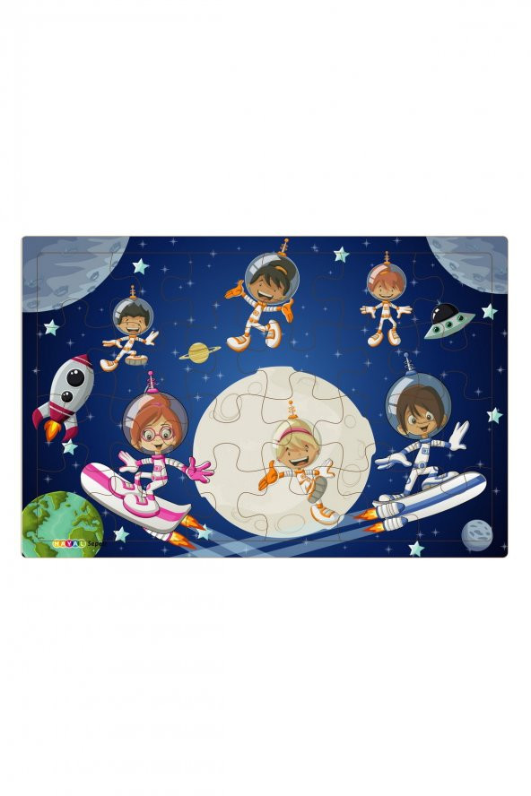 Yeni 4 Adet  24 Parçalı Ahşap Puzzle Yapboz uzaylı çocuklar, karagöz, korsanlar, parkta hayvanlar - 2