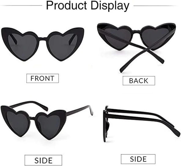 Siyah Renk Kalp Şekilli Parti Gözlüğü 15x5 cm - Resim 3