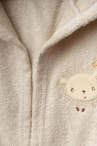 Bebitof %100 Pamuk Sevimli Kuzu Figürlü Bebek Bornoz Seti BBTF.BJ.30039 - 4