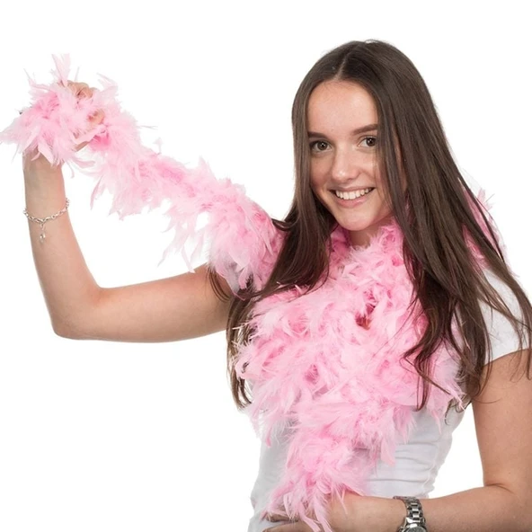 Pembe Renk Kabarık Kalın Otriş Boa Tüy 6 cm Genişlik 180-200 cm Uzunluk - Resim 3