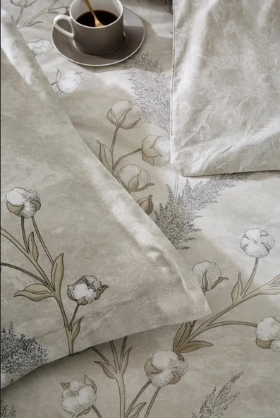 Özdilek Çift Kişilik Ranforce Nev Takımı Algodon Bej - Resim 3