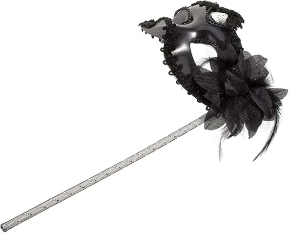 Siyah Işıltılı Tutmalı Fotoğraf Çekimi Maskesi 18x29 cm - Resim 4