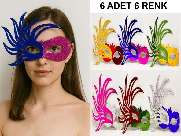 6'lı Renkli B Maskesi Seti | Karton & Lastikli (Yetişkin-Çocuk Uyumlu) ürün görseli