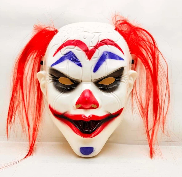 Kızıl Saçlı Joker Palyaço Maskesi - Resim 2