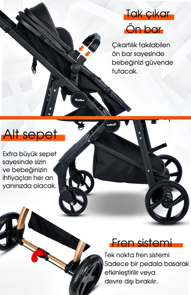 Rose Mose 605 Canopy Çift Yönlü Travel Sistem Bebek Arabası Puset Yeni Doğan Set - 11