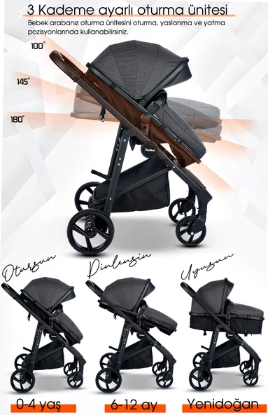 Rose Mose 605 Canopy Çift Yönlü Travel Sistem Bebek Arabası Puset Yeni Doğan Set - 8