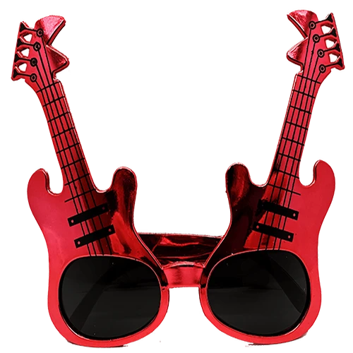 Kırmızı Renk Rockn Roll Gitar Şekilli Parti Gözlüğü 15x15 cm ürün görseli