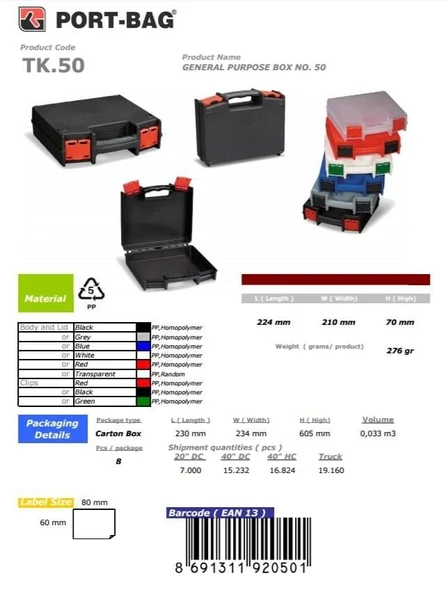PortBag TK50 Çok Amaçlı El Aleti Çantası - Resim 4