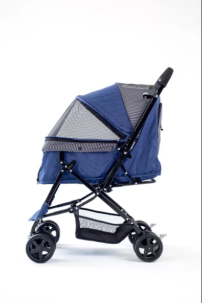 Zampa Nova BL08 Lacivert Kedi Köpek Arabası - Katlanabilir, Çelik Gövdeli, 20 Kg Taşıma - 4