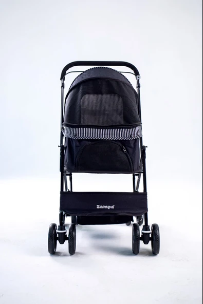 Zampa Nova BL08B Siyah Kedi Köpek Arabası - Katlanabilir, Çelik Gövdeli, 20 Kg Taşıma - 5