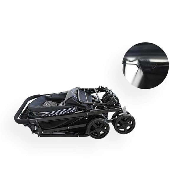 Zampa Nova BL08 Pembe Kedi Köpek Arabası - Katlanabilir, Çelik Gövdeli, 20 Kg Taşıma Kapasiteli - 5