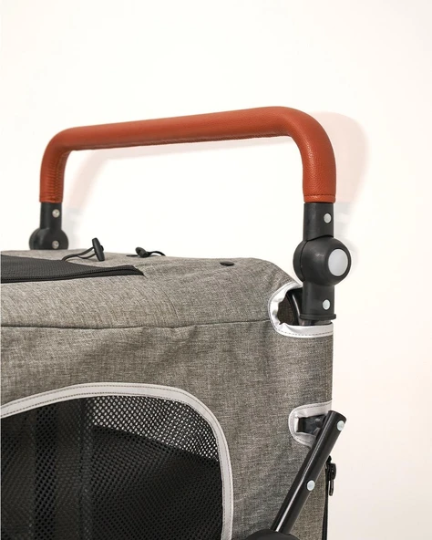 Zampa Stroll L01G-G Gri Kedi Köpek Arabası - Katlanabilir, Geniş Pusetli, 55 Kg Taşıma - 4