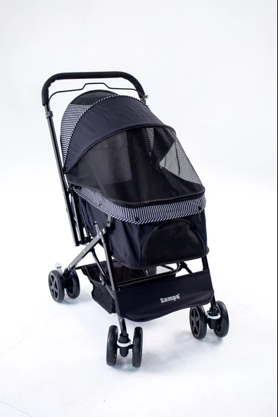 Zampa Nova BL08B Siyah Kedi Köpek Arabası - Katlanabilir, Çelik Gövdeli, 20 Kg Taşıma - 2