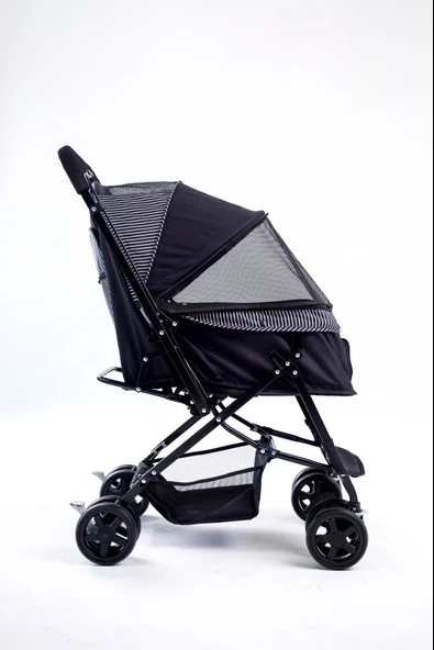 Zampa Nova BL08B Siyah Kedi Köpek Arabası - Katlanabilir, Çelik Gövdeli, 20 Kg Taşıma - 3