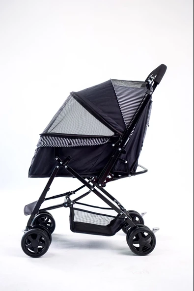 Zampa Nova BL08B Siyah Kedi Köpek Arabası - Katlanabilir, Çelik Gövdeli, 20 Kg Taşıma - 4