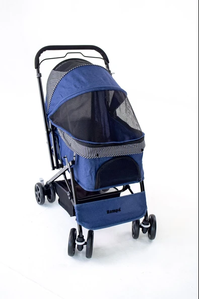 Zampa Nova BL08 Lacivert Kedi Köpek Arabası - Katlanabilir, Çelik Gövdeli, 20 Kg Taşıma - 3