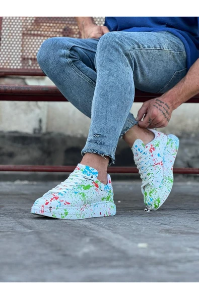 Yeşil Boyalı Erkek Casual Ayakkabı - Resim 3