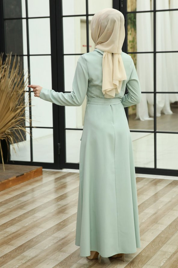 A Kesim Tesettür Elbise - Mint - 3