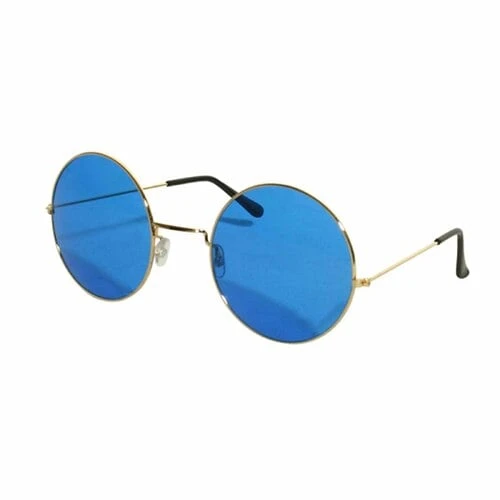 Yuvarlak Cam John Lennon Tarzı Gold Çerçeveli Mavi Gözlük - Resim 4