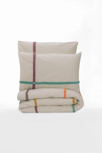 Puff Nakışlı Ranforce Çift Kişilik Nev Takımı İnsula Gülkurusu - Resim 4