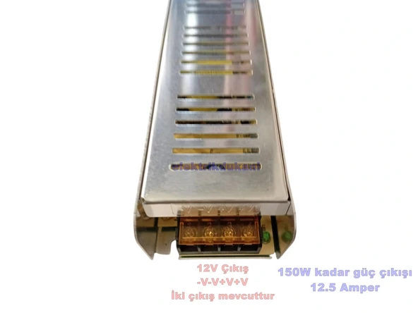 CATA 12v 12.5A Şerit Led Trafosu 150w IP20 (12 Volt 10 Amper Adaptör)