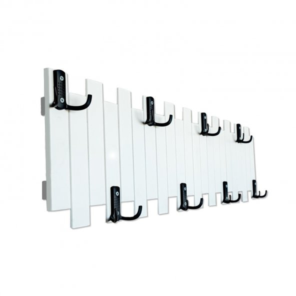 Beyaz Ahşap Duvar Ve Kapı Askısı Elbise Askılık Çit Model 8 Askılı - 3