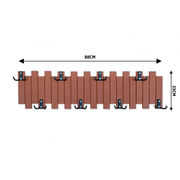Kahverengi Ahşap Duvar Ve Kapı Askısı Elbise Askılık Çit Modeli 8 Askılı - 2
