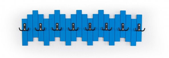 Mavi Ahşap Duvar Ve Kapı Askısı Elbise Askılık Piyano Modeli 8 Askılı - 2