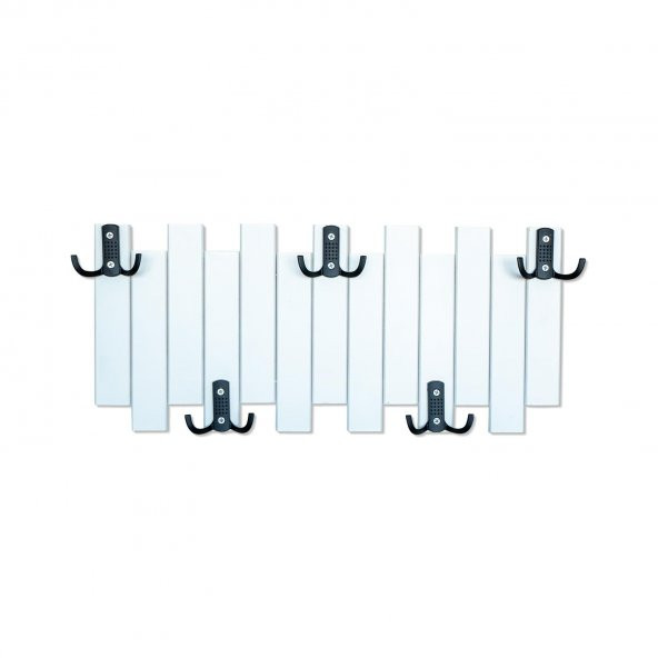 Beyaz Ahşap Duvar Ve Kapı Askısı Elbise Askılık Çit Model 5 Askılı