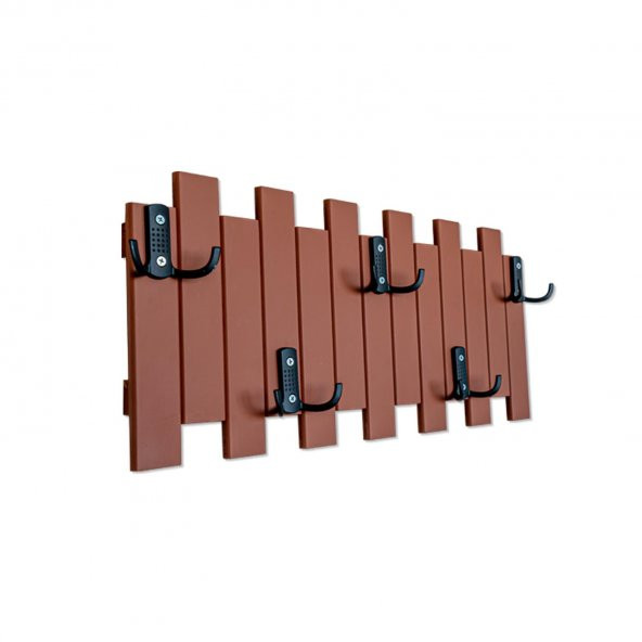 Kahverengi Ahşap Duvar Ve Kapı Askısı Elbise Askılık Çit Model 5 Askılı - 3