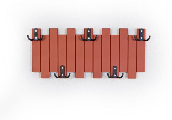 Kahverengi Ahşap Duvar Ve Kapı Askısı Elbise Askılık Çit Model 5 Askılı - 6